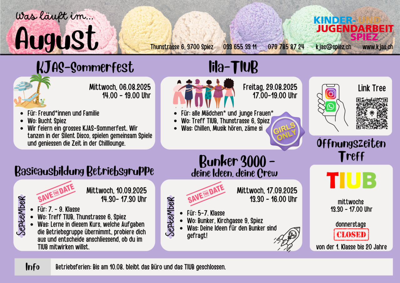 Monatsprogramm August