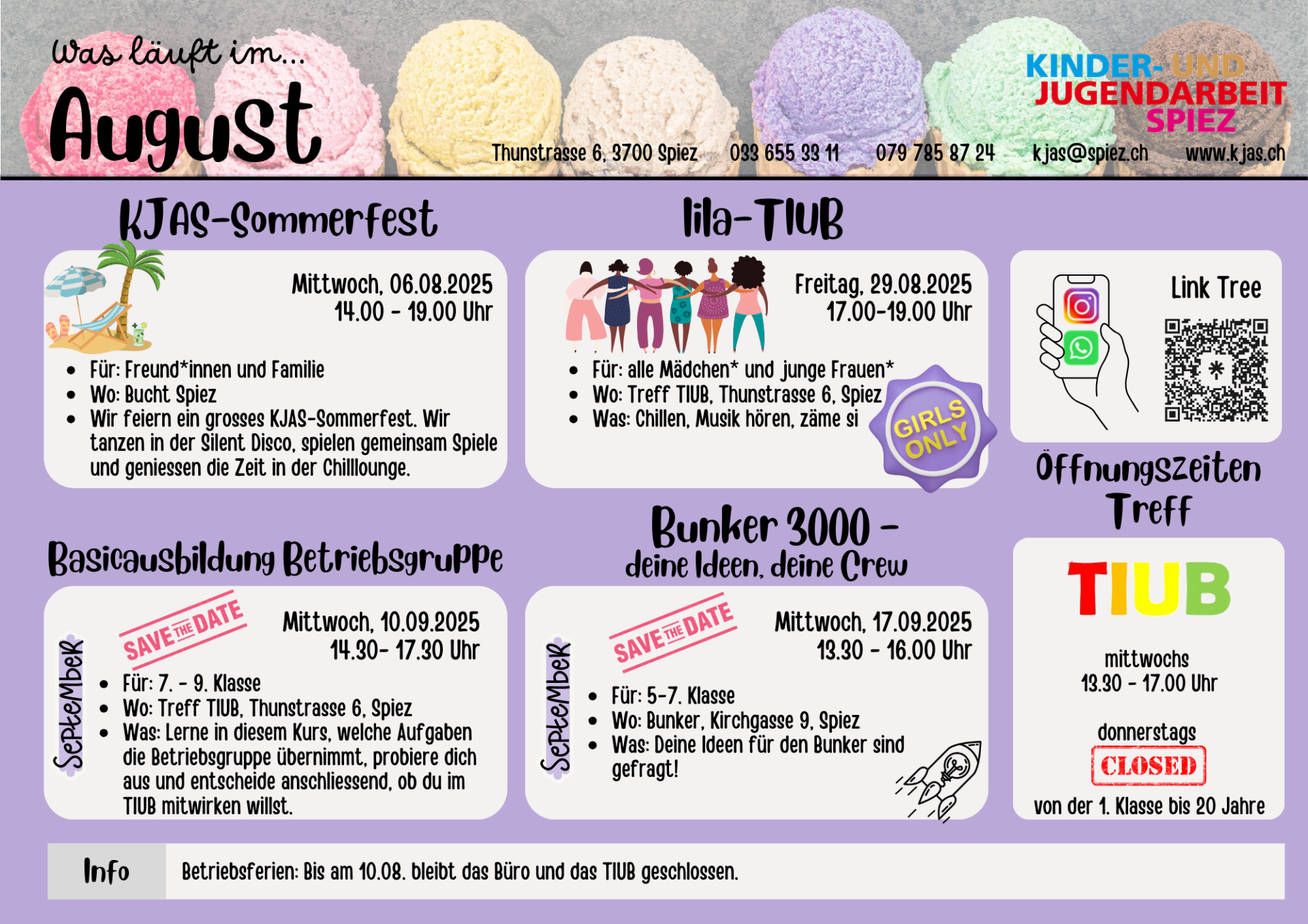 Monatsprogramm August